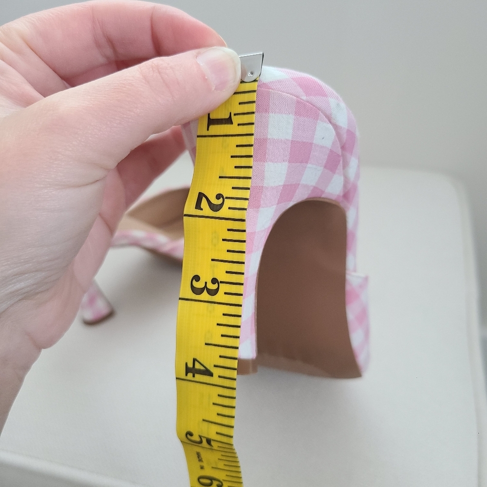 Torrid Pink Gingham Square Toe Women's Heels - Picture 6 of 7
